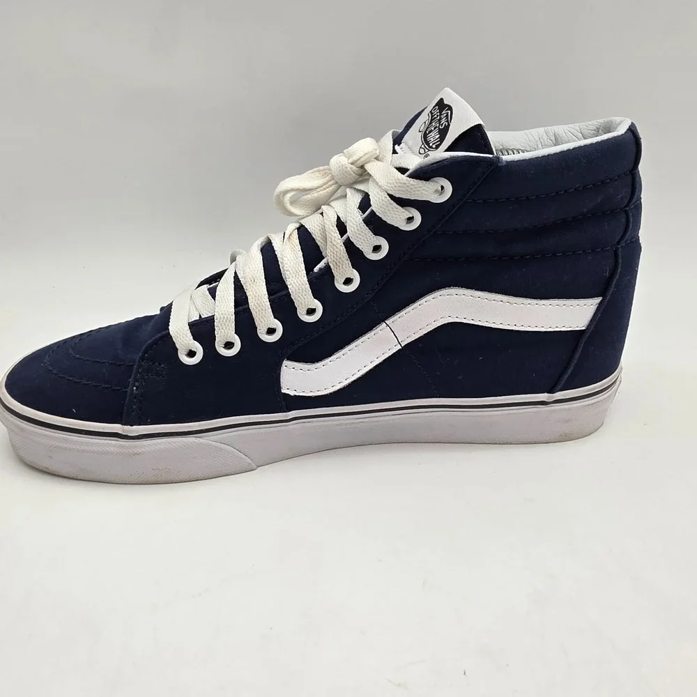 Vans Off The Wall Sk8-Hi Canvas Sneakers Navy/white Men 9 Women 10.5 Very Good